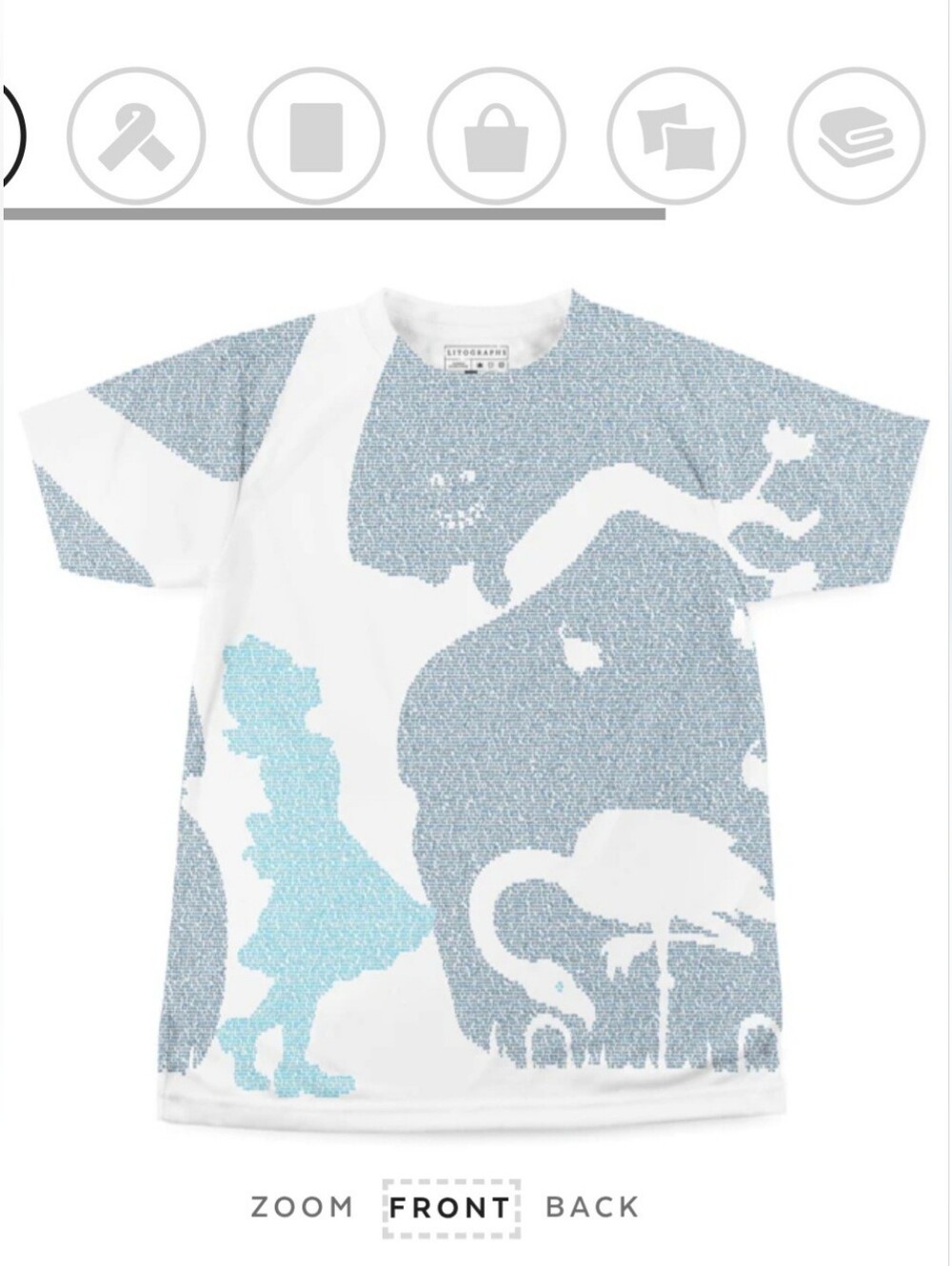 Alice In Wonderland LITHOGRAHS v-neck Graphic Tee Story Print Med. Original - Picture 4 of 8